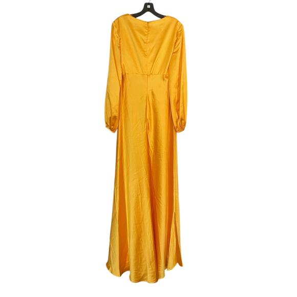 Mac Duggal NEW Size 4 Marigold Long Sleeve Empire Waist Charmeuse Gown 55693 - Picture 6 of 9